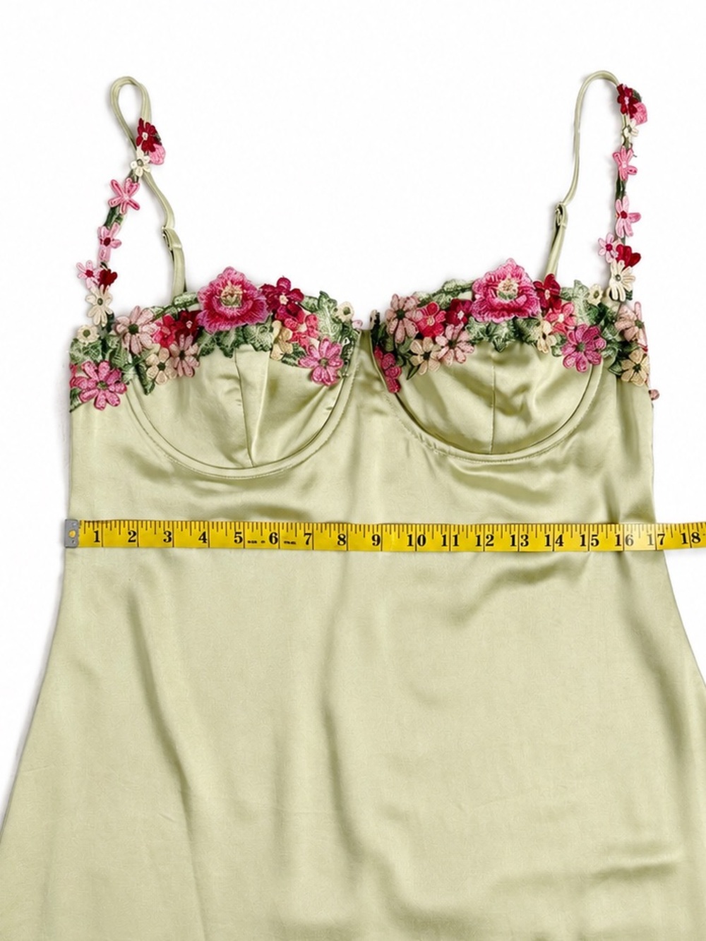 Princess Polly Kenzie Slip Mini Dress Green Floral Lace NWT Size 12 Fairycore - Picture 5 of 7